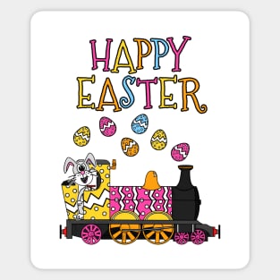 Easter Bunny Driving Steam Train Sticker